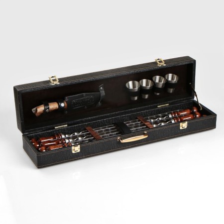 Set with skewers Gift "Elite-S" in a box from eco-leather No. 12