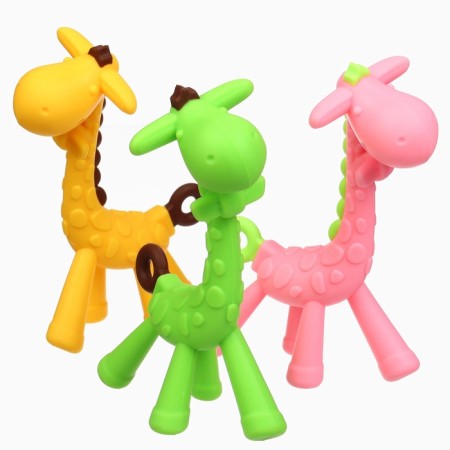 Silicone teether for teeth in the case "Girafics", color mix, crumb I