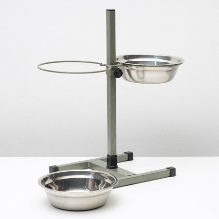 Stand with bowls, 2 x 1.5 l, height 50 cm, collapsible, green-5