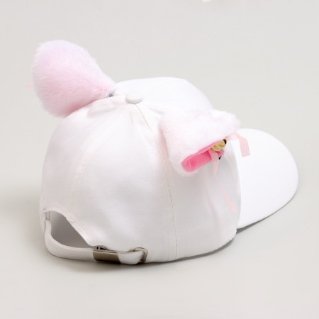 Baby cap for a girl "cat" with ears, white color, rr 52-54, 5-7 years old-5