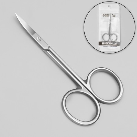 Manicure scissors for cuticles, bent, narrow, 9.3 cm, silver color-2