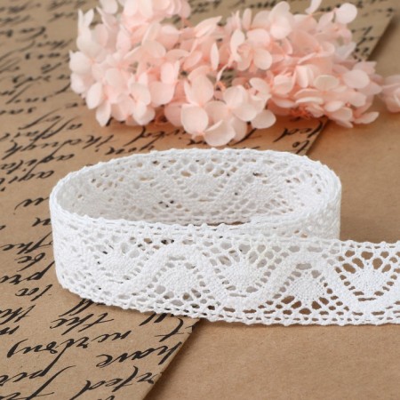 Knitted lace, 25 mm × 10 ± 1 m, white color-2