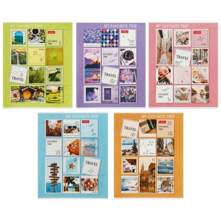 Notebook 80 sheets, ruler, "Travel", covered Cardboard, OFSET block 65g/m2, mix