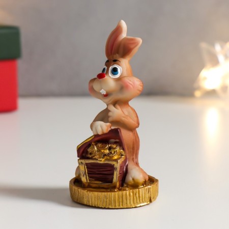 Souvenir Polystone "Hare with coins chest" MIX 4.5x4x8.5 cm-4
