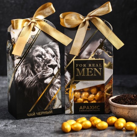 FOR REAL Man: Black Tea 50 g, peanuts in chocolate glaze 100 g.