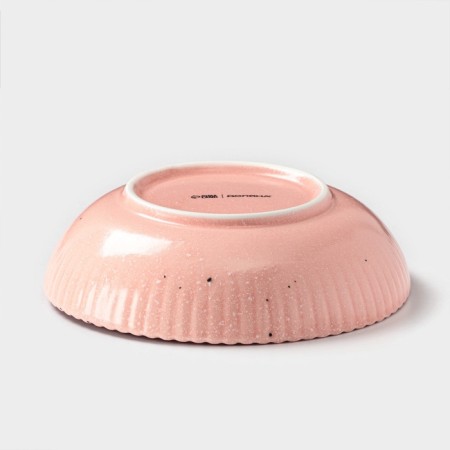 The plate deep shade "Coral", d = 18.2 cm, porcelain, pink-2