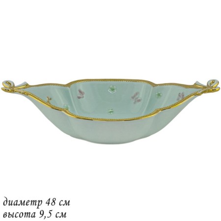Oval dish Lenardi "butterflies", length 48 cm, menthol color