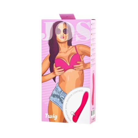 Unrealistic vibrator Jos Twig, 5 modes, silicone, pink color, 20.5 cm, D 3.4 cm-14