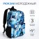 School backpack from textiles on lightning, 3 pockets, blue color