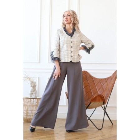 Female trousers, size 50, gray color-4