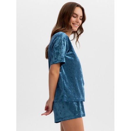 The female set (T -shirt and shorts) KAFTAN VELVET p. 44-46, blue-6