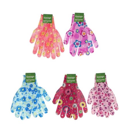 Garden, nylon gloves, without coating, size 9, color mix, Greengo-3