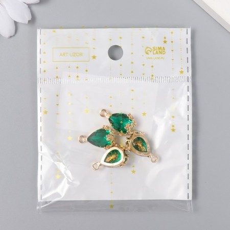 Decor for creativity plastic "drop with golden flowers" sea wave Crystal 2x1.2 cm-4