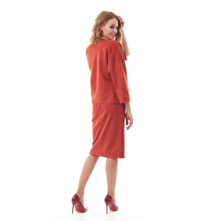 Cardigan female, size 48, Terracot color-4
