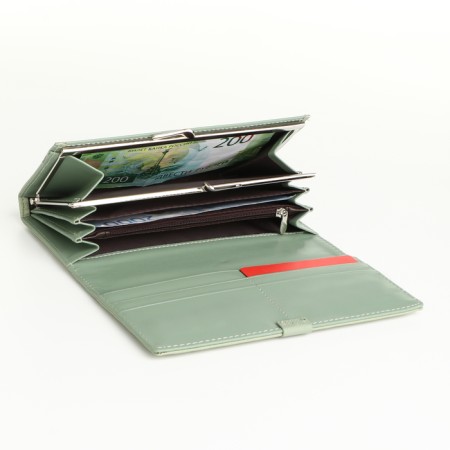Women's wallet on magnets, green color-3
