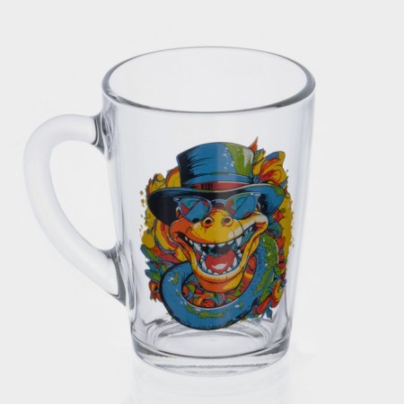 New Year's glass mug for tea "Symbol of the year 2025", 300 ml-1