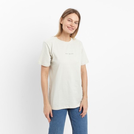 T -shirt Women's print "Optimist", Milk color, size 50