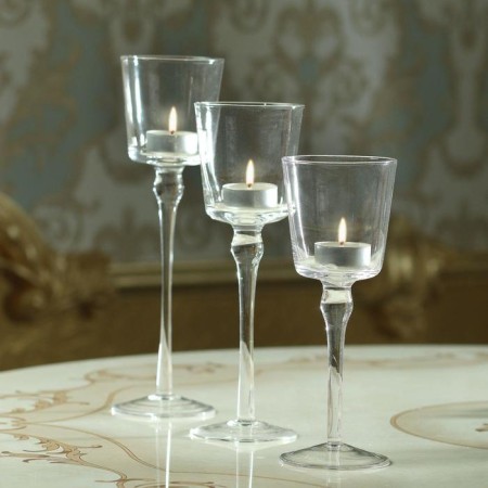Glass candlestick Set 3 pcs "Romance of candles" height 26cm, 23 cm, 20 cm-1