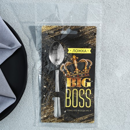 A teaspoon spoon with “Big Boss” engraving, on a gift card, 3 x 14 cm.-5