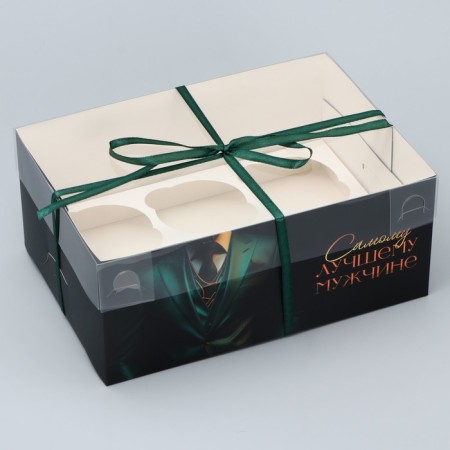 Capcake box, confectionery packaging, 6 cells "Style" 23 x 16 x 10 cm