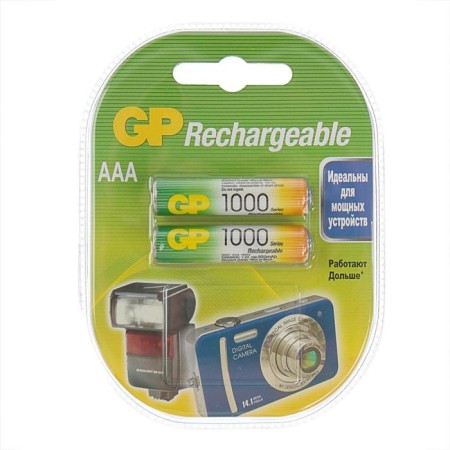 Battery GP, NI-MH, AAA, HR03-2BL, 1.2V, 1000 mAh, blister, 2 pcs.