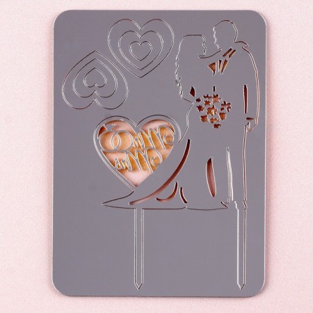Topper "In love pair", with hearts, color gold-1