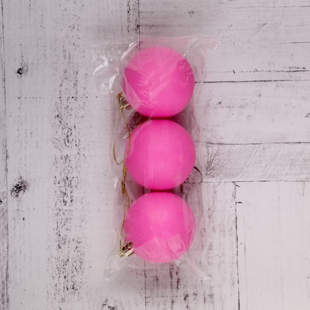 Set of balls plastic D-5.5 cm, 3 pcs "matte" bright pink-1