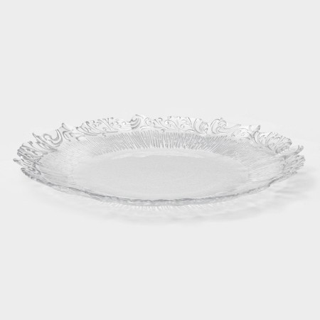 Glass Plane “Pattern”, D = 33 cm, silver edging color-1