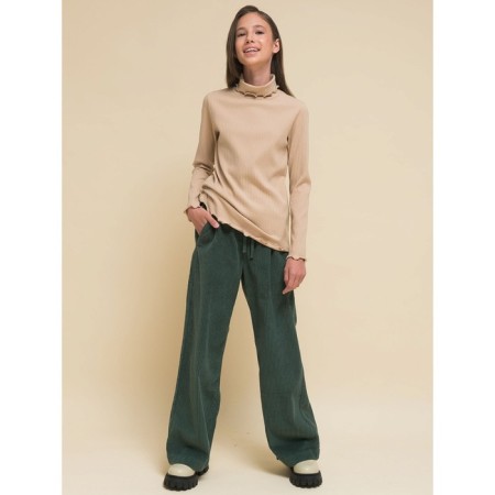 Pants for girls, height 128 cm, khaki color-8
