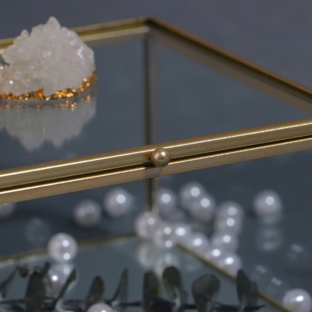 Organizer for storage "Mountains", with a lid, glass, with a mirror -bottom, 1 section, 15 × 15 × 8.5 cm, the color is transparent/copper-8