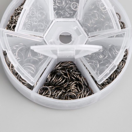 Rings clamping metal in the box "Black silver" 880 pcs 8x8x2 cm-1