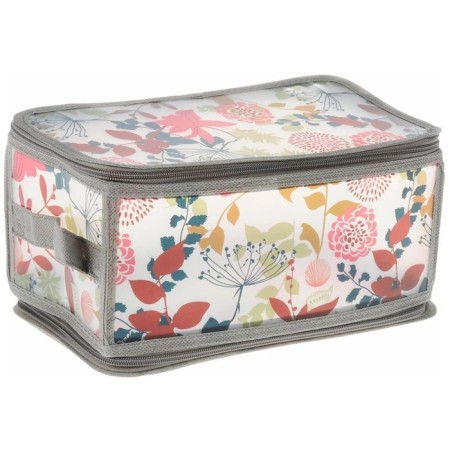Folding box on the zipper "Summer", 30x15x15 cm, gray with flowers-1