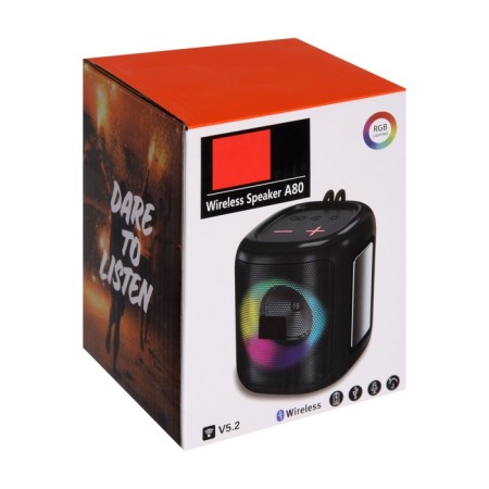 Portable column A80, 8 W, 1200 mAh, backlight, Micro SD, black-6