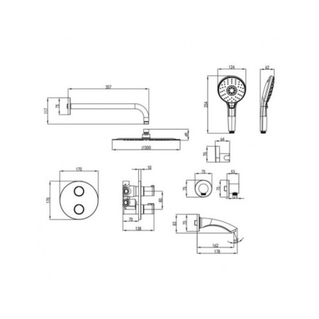 Lemark Yeti LM7822C shower system, single -leaf, tropical shower, watering can, thermostat, chrome-1
