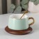 Tea couple ceramic with a spoon "Ulun", 2 items: a cup 280 ml, a saucer d = 13 cm, the color is light green