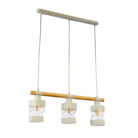 Suspended EVOLUCE lamp. Sle114503-03. Abiritto. 3x60 watts, E27, 60x10x20.5 cm, white color, light wood-4