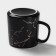 Ceramic mug with a spoon "Black marble", 350 ml, black color