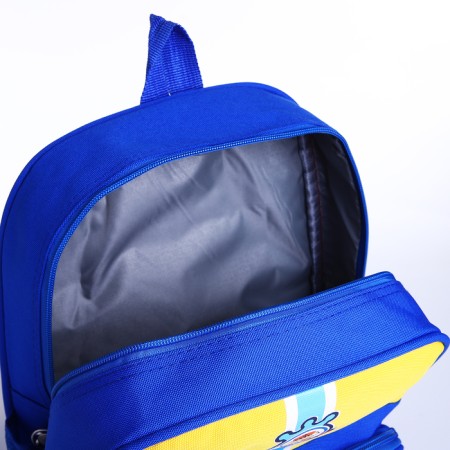 Baby backpack on lightning, 3 outer pockets, blue/yellow color-4