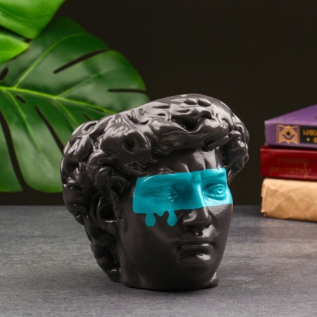 Kashpo - organizer "David's head, large" gray, turquoise, 16 cm