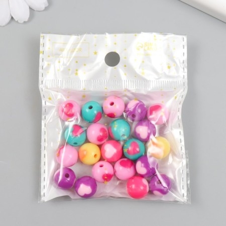 Beads Plastic "Ball with heart" Gloss Mix d = 1.2 cm set 20 g-3