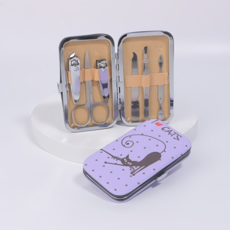 Manicure set "cats", 6 items, in case, drawing and color mix-2
