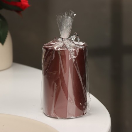 Candle-cylinder smooth, 5x7.5 cm, wine, metallic, 6 hours-2