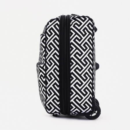 Small suitcase 52 l (s) "Factory Cartes", lightning department, external pocket, 2 wheels, black/white color-1