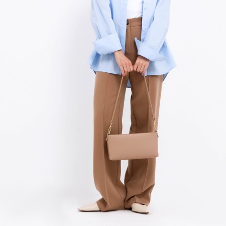 Bag Women's Cross-Bodi with a zipper, beige color-6