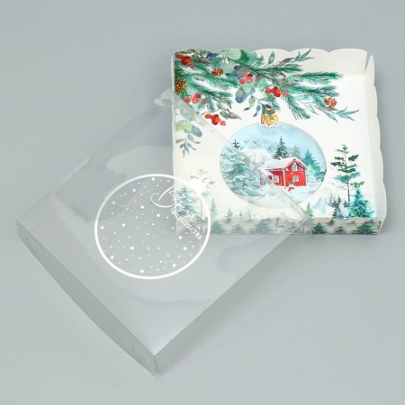 Box for confectionery products with PVC "Winter", 15 x 15 x 3 cm, New Year-3