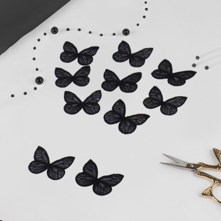 Knitted elements "Butterflies", 3.5 × 4 cm, 10 pcs, black color-1