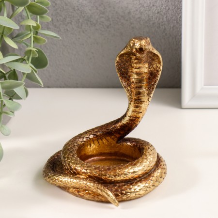 Polystone candlestick for 1 candle "cobra" gold 9.5x9x10.5 cm-3