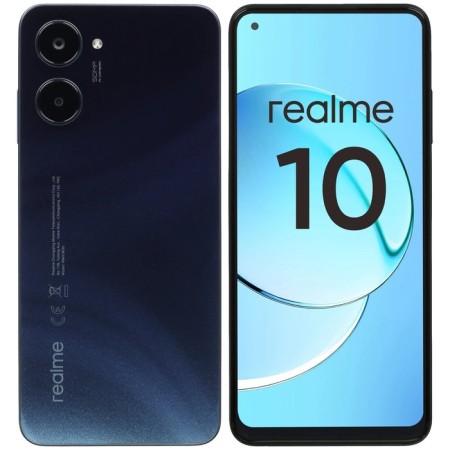 Smartphone Realme 10, 6.4 ", Samoled, 2 SIM, 8 GB, 256 GB, 50 MP, 16 megapixels, 5000 mAh, black