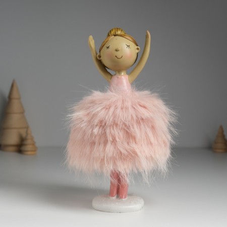 Polystone souvenir "Ballerina in the fur pink pack" 11x10x19.5 cm