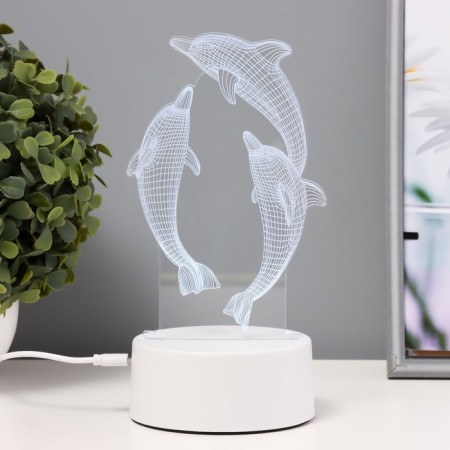 Sensor Lamp "dolphins" LED 7 USB colors/from batteries white RISALUX-1